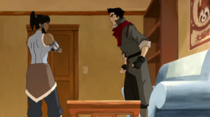 This is the common pose of the season for Korra and Mako.